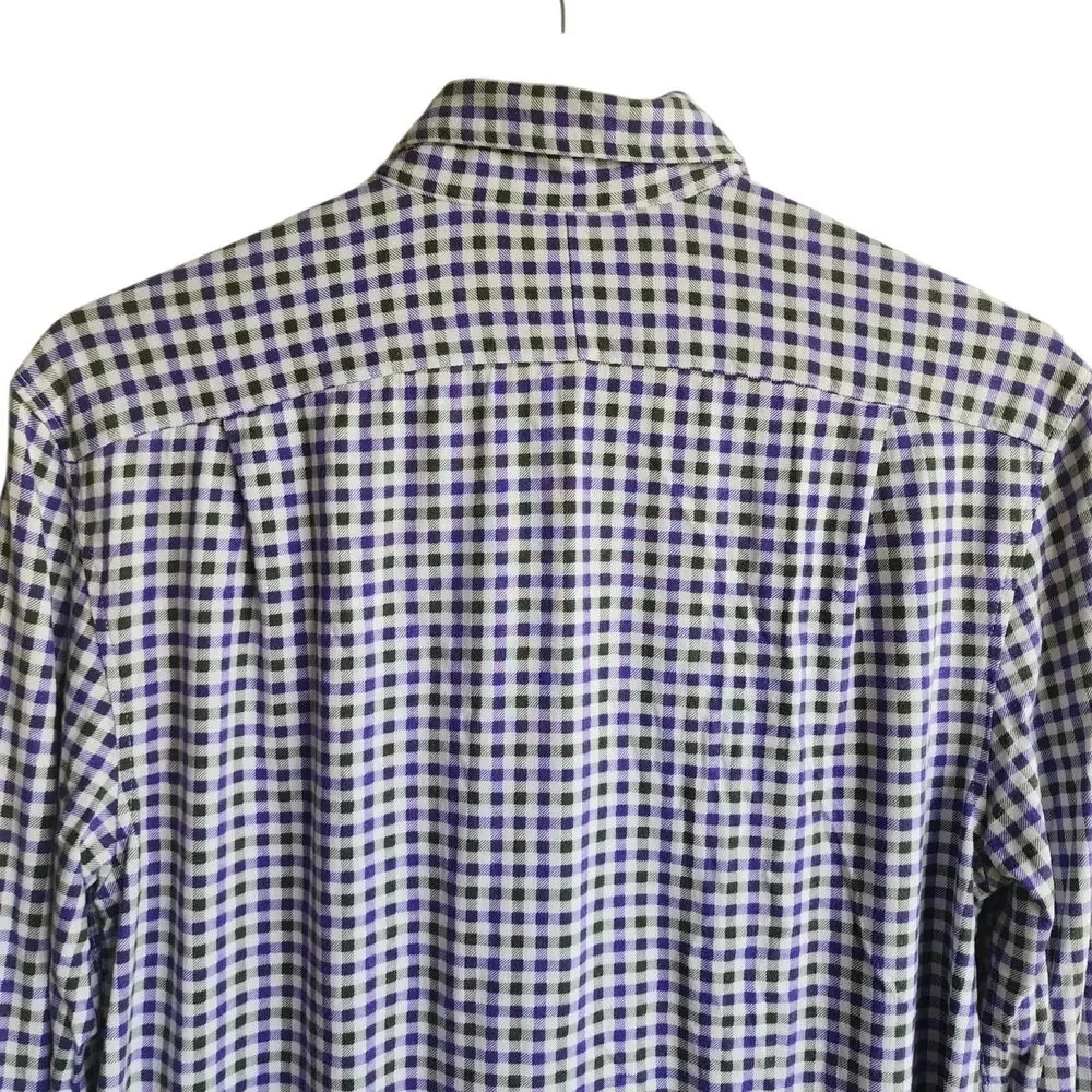 RALPH LAUREN Polo Gingham Check Shirt Pima Cotton Modal Med Made In Peru